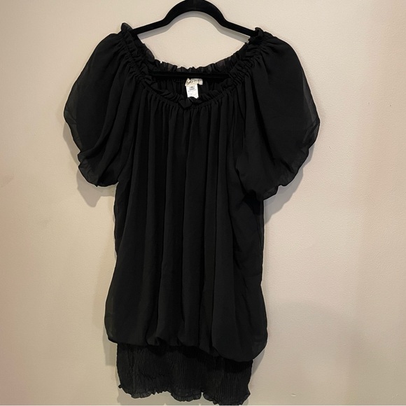 ❤️Black top blouse Anna Kaci NWT sheer double layered blouse size XL - Picture 2 of 7